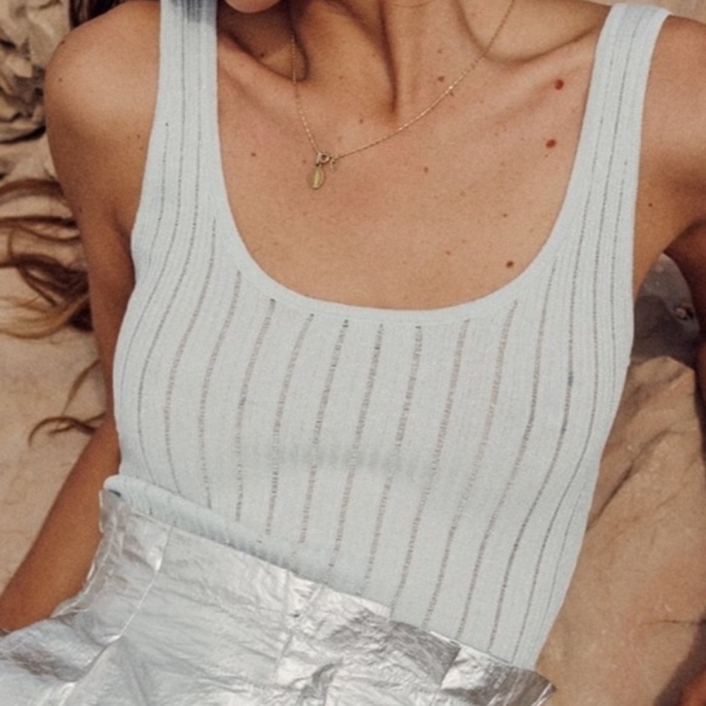 ZARA KNIT BODYSUIT WITH METALLIC THREAD SZ L